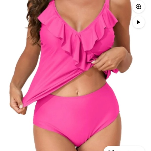 Pink Ruffle Tankini Swimsuit - Picture 4 of 5